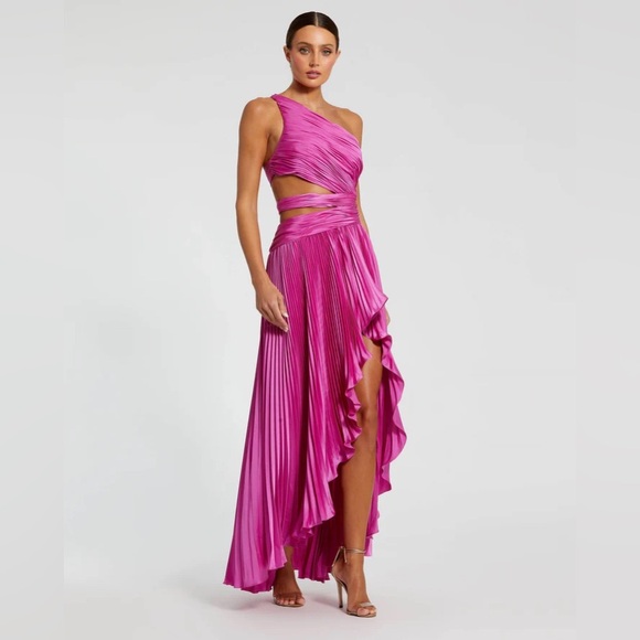 Mac Duggal One Shoulder Pleated Charmeuse Gown with Slit 49837 - Picture 15 of 16